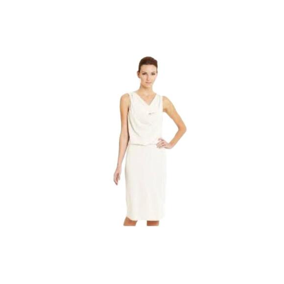 NWT Josie Natori Off White Cowl Neck Knee-Length Dress Size Medium - Picture 1 of 9